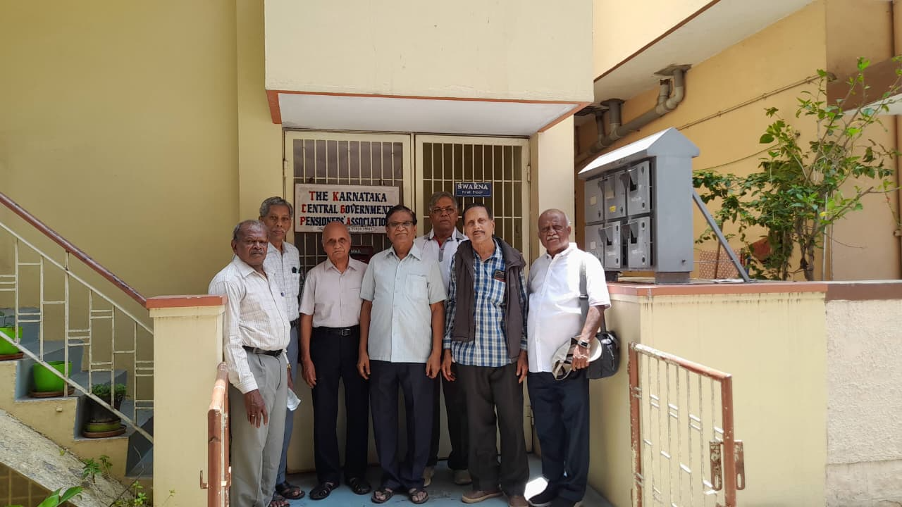 Members in front of the Karnataka Central Government Pensioners' Association office